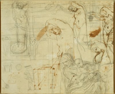 Studies van decoraties voor de Farnese Galerij door Annibale Carracci